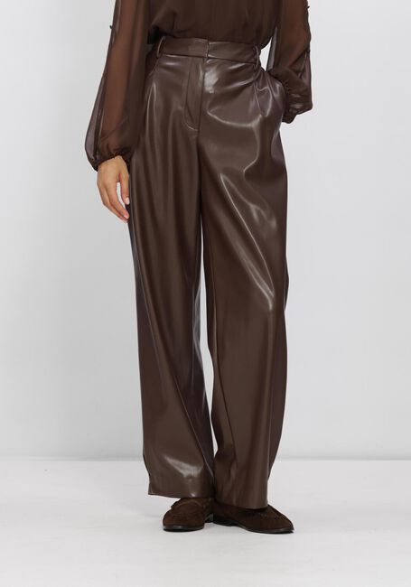 Bruine DANTE6 Wijde broek MINORA FAUX LEATHER BARREL PANTS - large