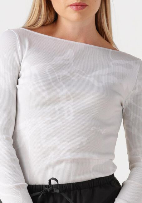 Beige OLAF HUSSEIN T-shirt AOP BOAT NECK TOP - large