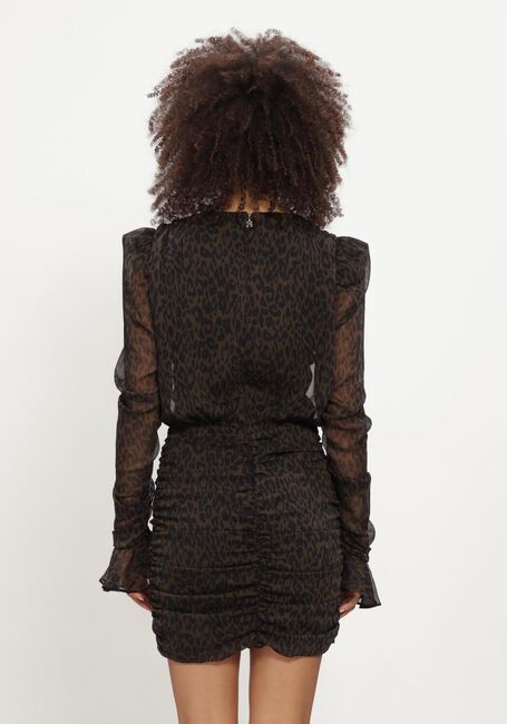 Bruine ROTATE Mini jurk RUCHED FLOWER MINI DRESS - large