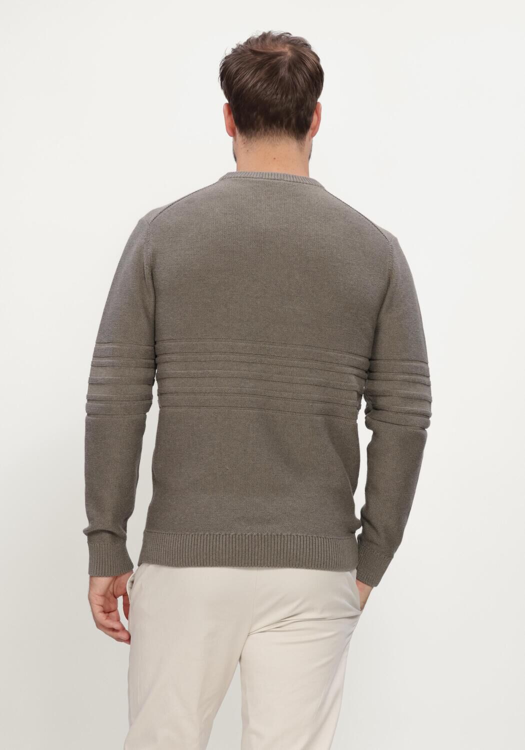 Groene GENTILUOMO Trui ROUND NECK LS - large