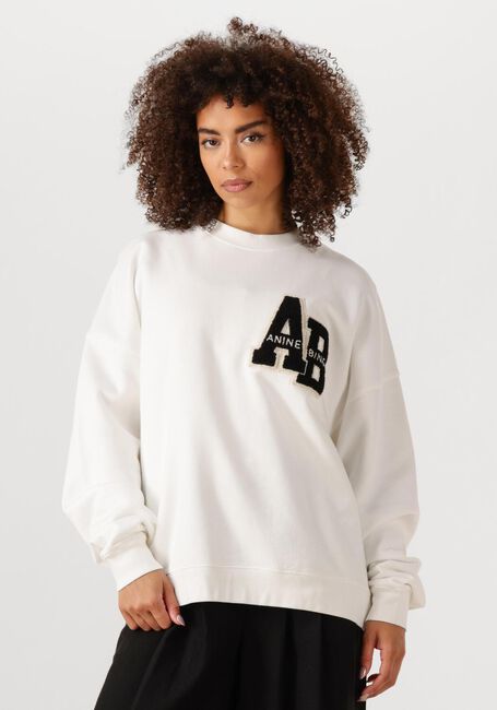 Witte ANINE BING Sweater MILES OVERSIZED SWEATSHIRT LETTERMAN - large