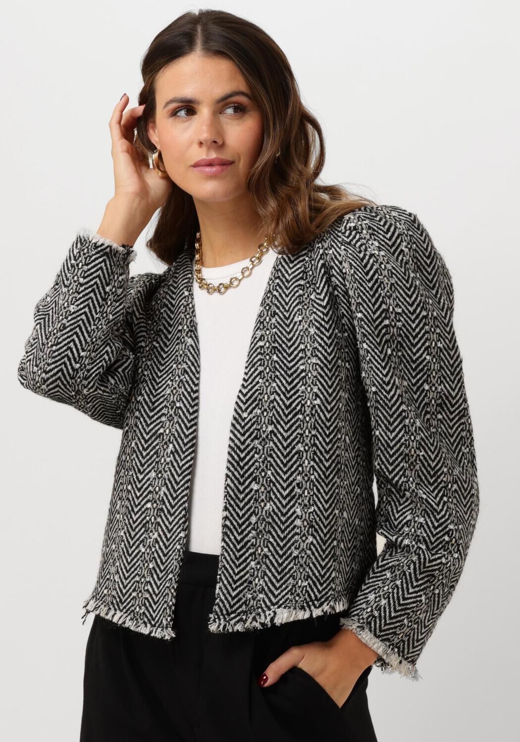Co'Couture Jack Dames Alvie Boucle Jacket, Maat: M, Kleur: Zwart