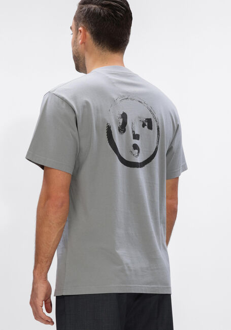 Grijze OLAF HUSSEIN T-shirt BRUSHSTROKE FACE TEE - large