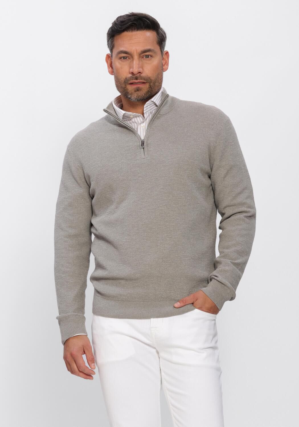 Profuomo Trui Heren Structure, Maat: XXL, Kleur: Taupe afbeelding 1