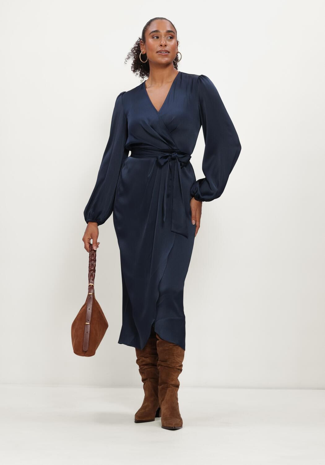 Donkerblauwe LINA LOCCHI Midi jurk LL-BEA - large