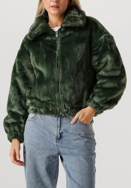 Donkergroene ALIX THE LABEL Faux fur jas FAUX FUR COAT - large