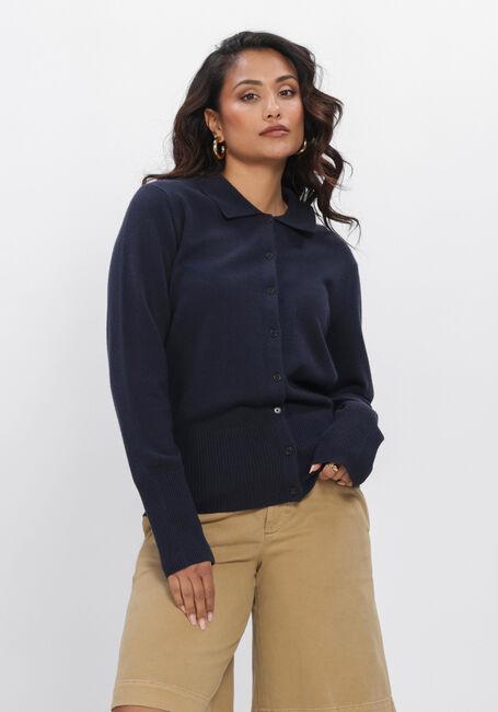 Donkerblauwe CLOSED Trui CARDIGAN WITH COLLAR - large