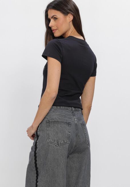 Grijze GANNI T-shirt JERSEY BABY FIT CROCHET PATCH - large