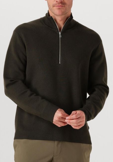 Donkergroene NN.07 Trui HARALD HALF ZIP 6530 - large