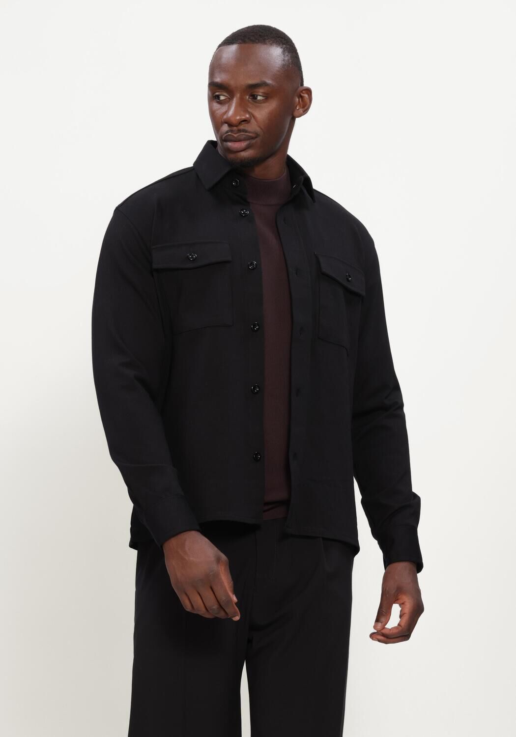 Zwarte GENTI Overshirts OVERSHIRT KNOOP - large