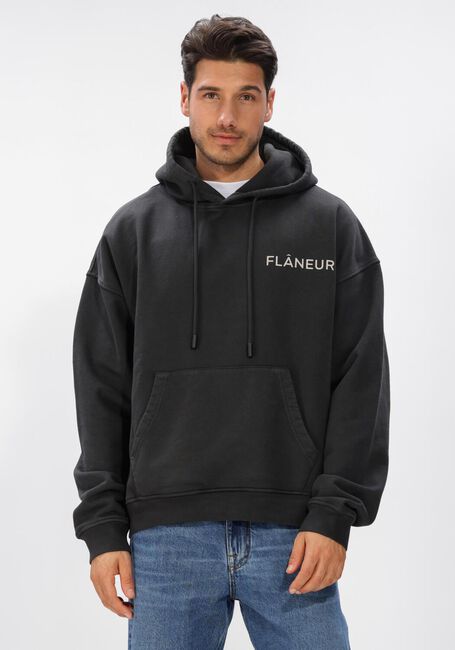 Antraciet FLANEUR Sweater DOUBLE LOGO HOODIE WASHED - large