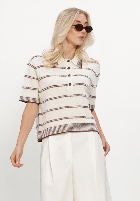 Creme ROHE Polo TOWELLING STRIPED POLO - large