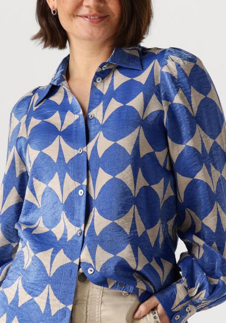 Blauwe SUMMUM Blouses BLOUSE TWO TONE PRINT - large