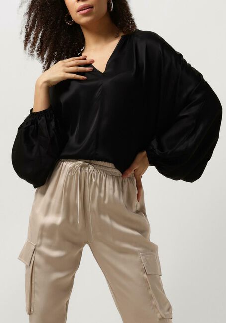 Zwarte RESORT FINEST Blouses SATIN BALLOON BLOUSE - large