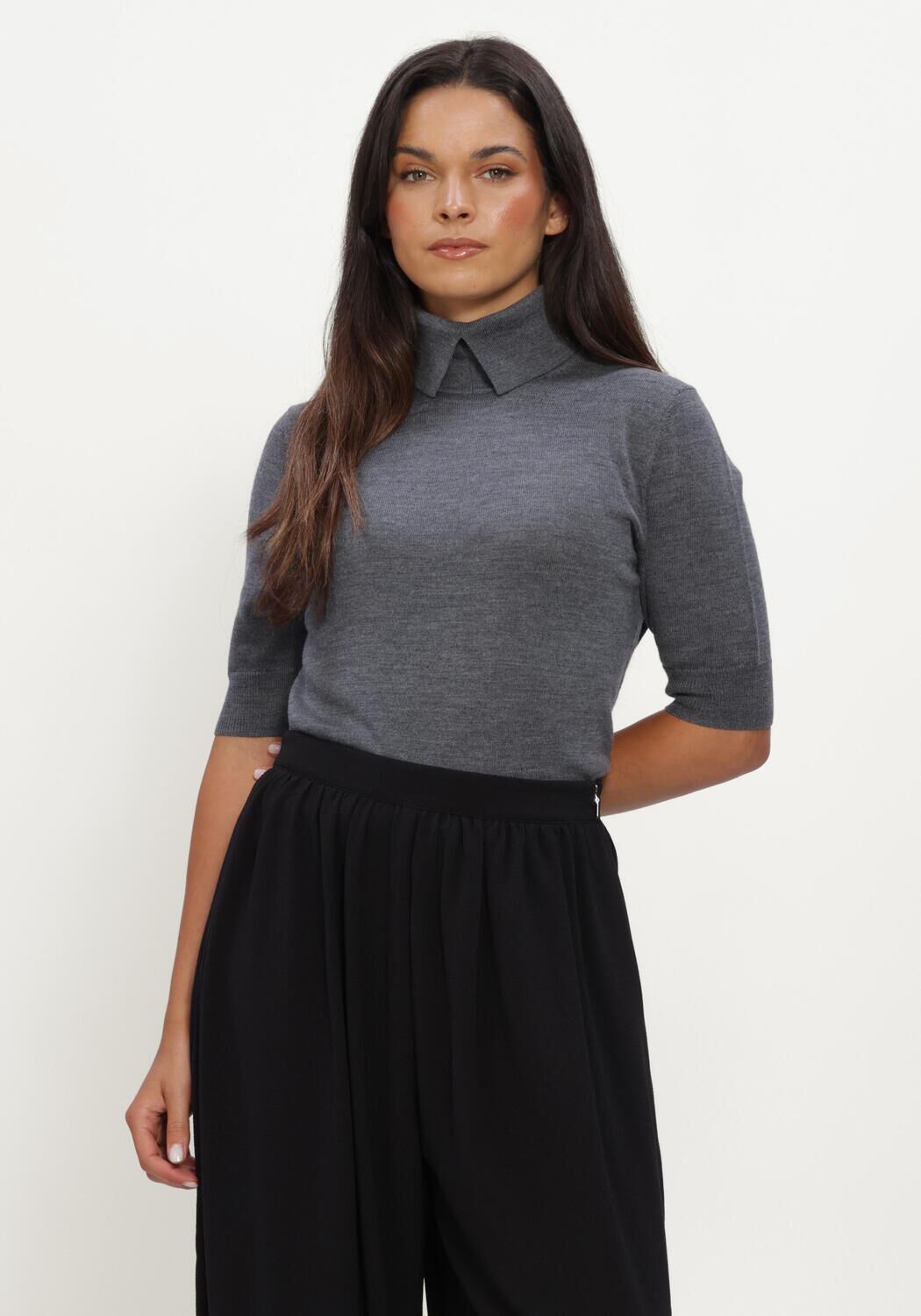 Donkergrijze HERSKIND Blouses PERRY KNIT BLOUSE - large