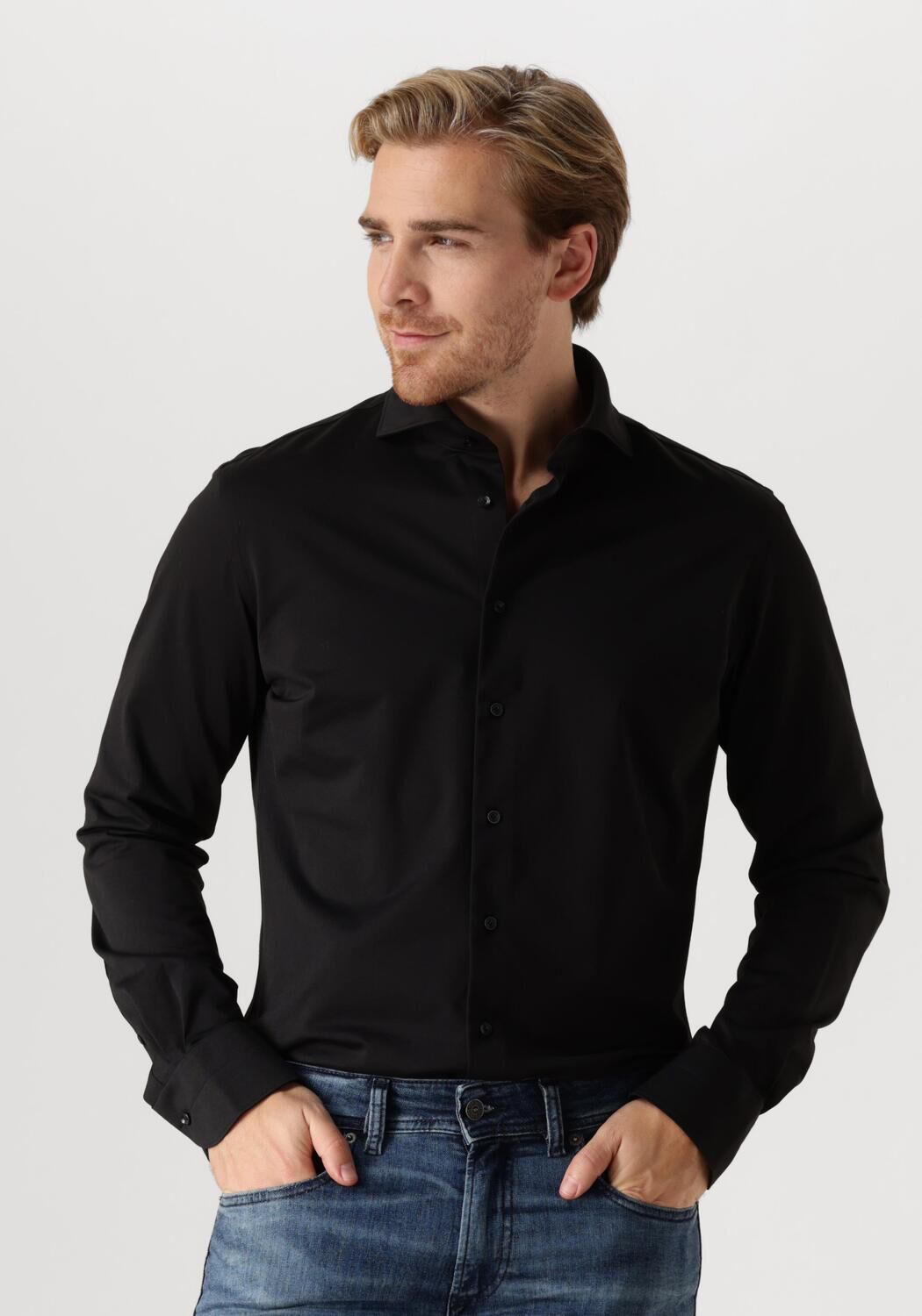 Profuomo | Heren | Japanese Knitted Overhemd Zwart