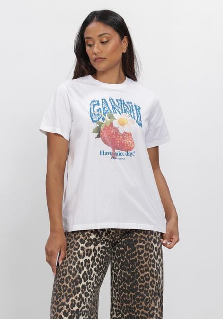 Witte GANNI Tops & T-shirts BASIC COTTON JERSEY STRAWBERRY - large