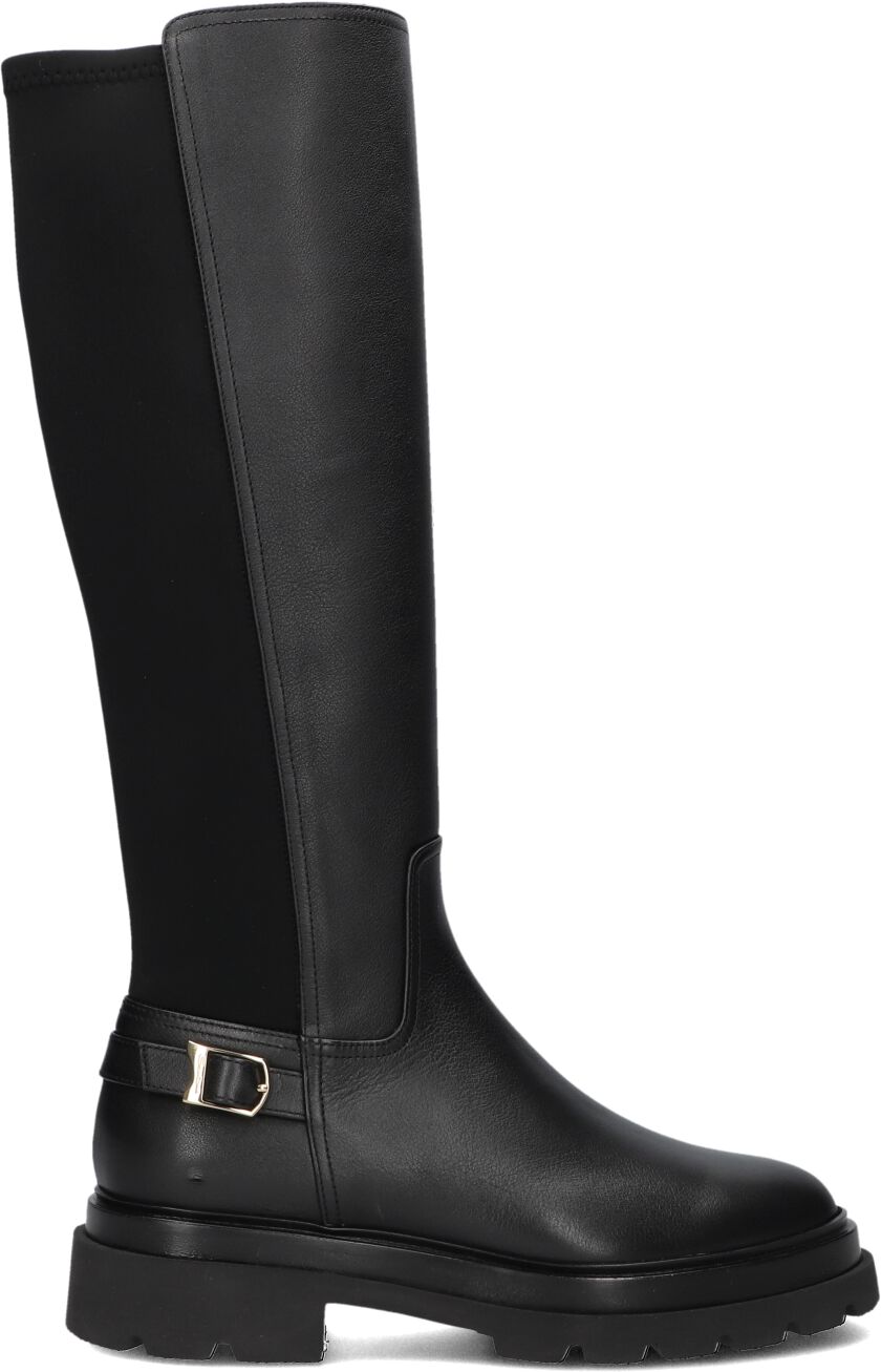 Santoni Hoge Laarzen Dames Led Stretch Laars, Maat: 41, Materiaal: Leer, Kleur: Zwart