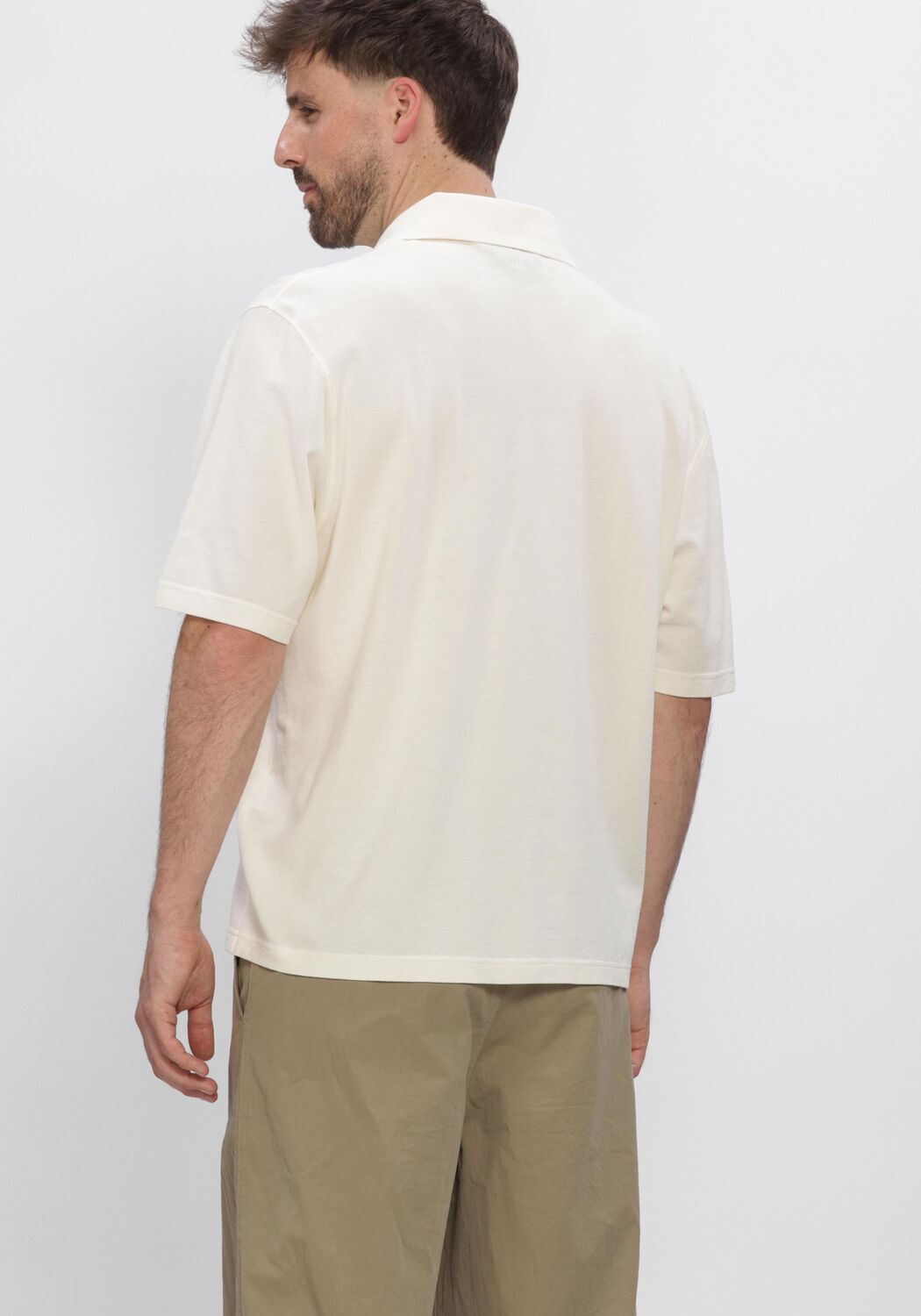 Ecru AMI PARIS Polo BOXY FIT POLO WITH AMI DE COEUR KNITTED PATCH - large