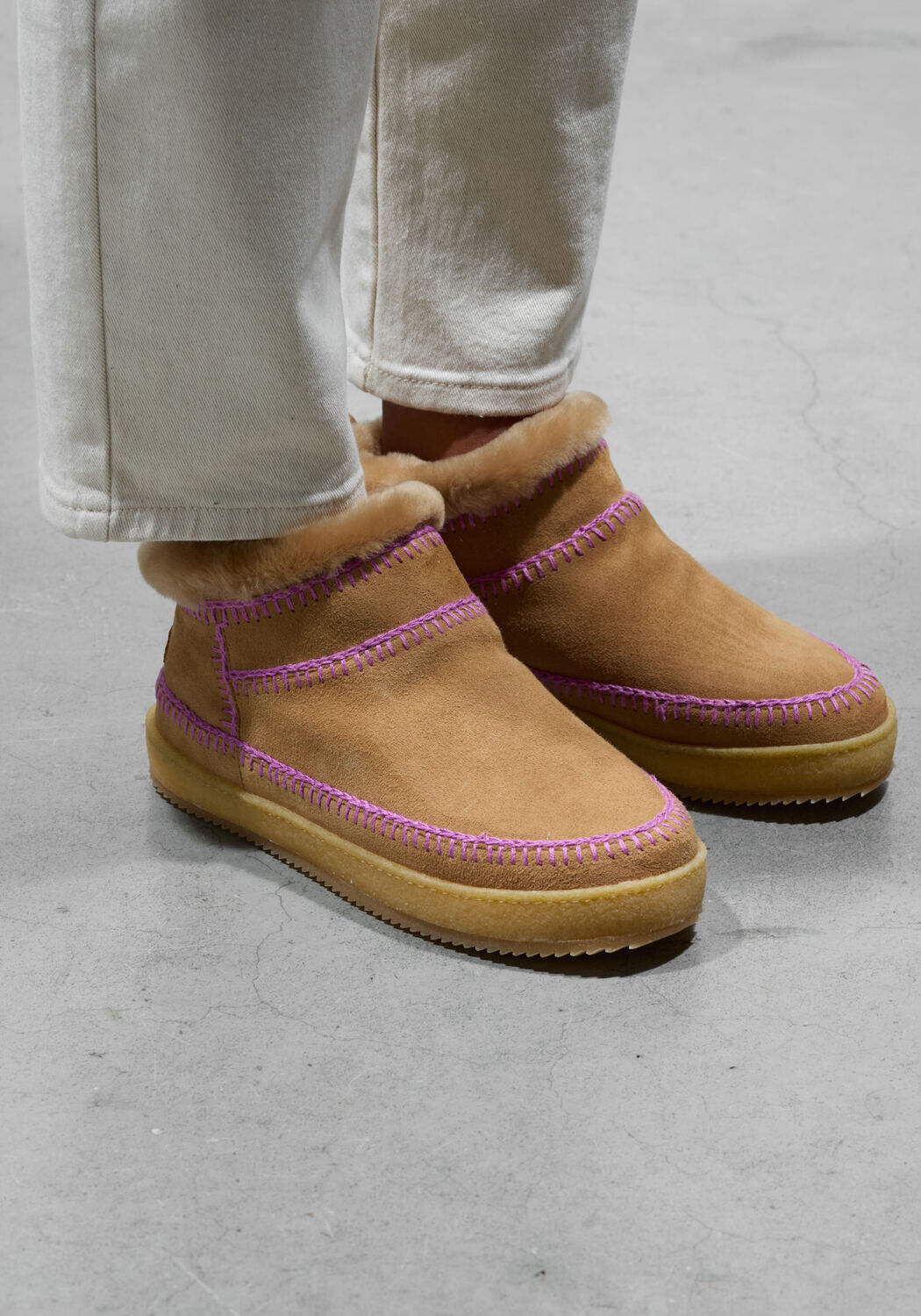 Cognac LAIDBACKLONDON Vachtlaarzen NYUKI LOW CROCHET - large