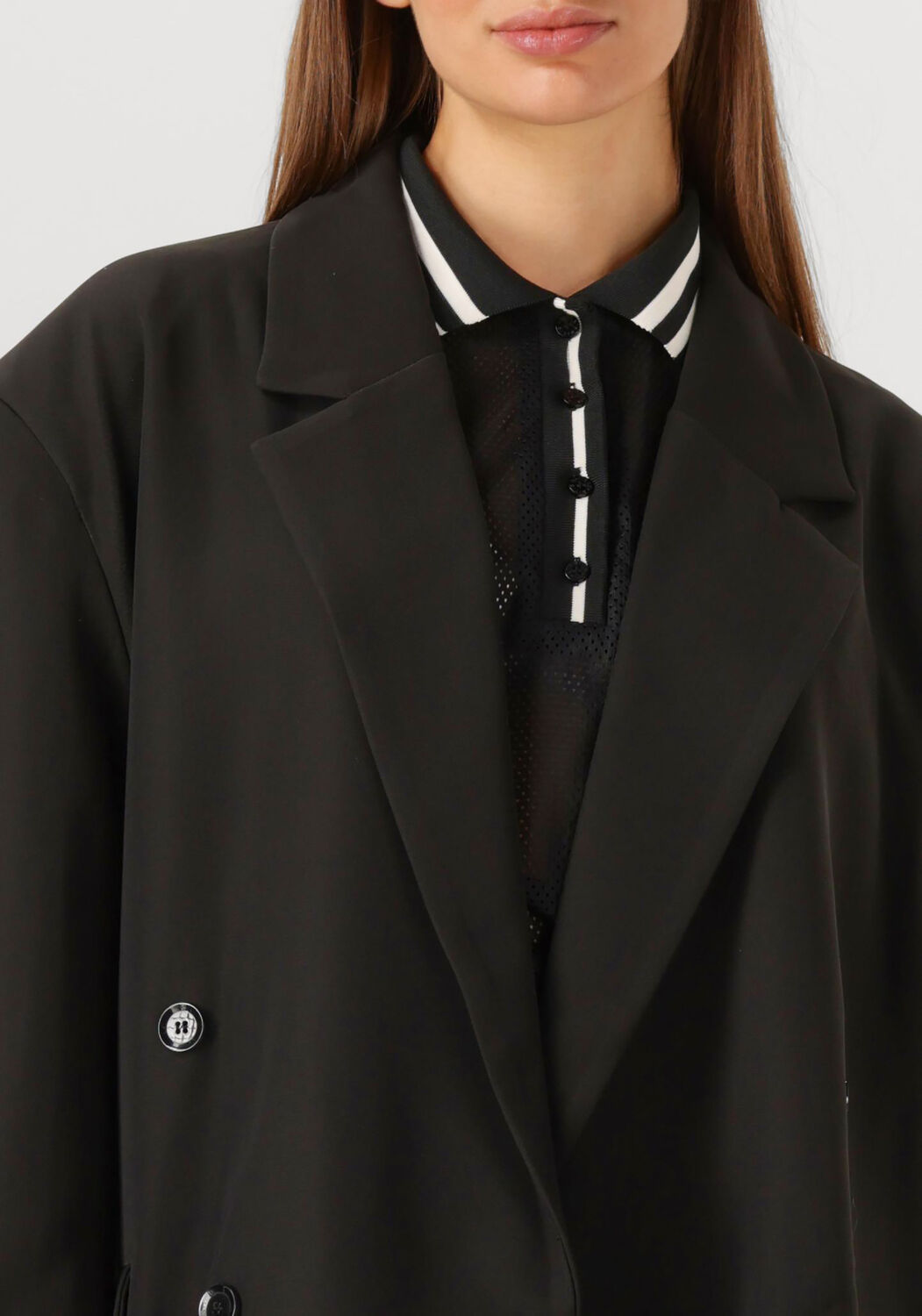 Zwarte ALIX THE LABEL Blazer LADIES WOVEN DOUBLE BREASTED BLAZER - large