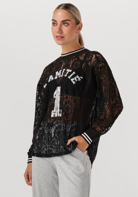 Zwarte HAUTE L'AMITI&Eacute; Top LACE LS FOOTBALL BLOUSE - large