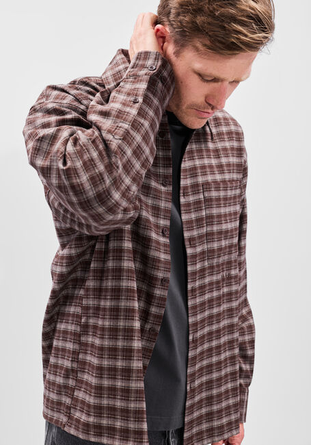 Bruine OLAF HUSSEIN Casual overhemd PLAID BOXY SHIRT - large