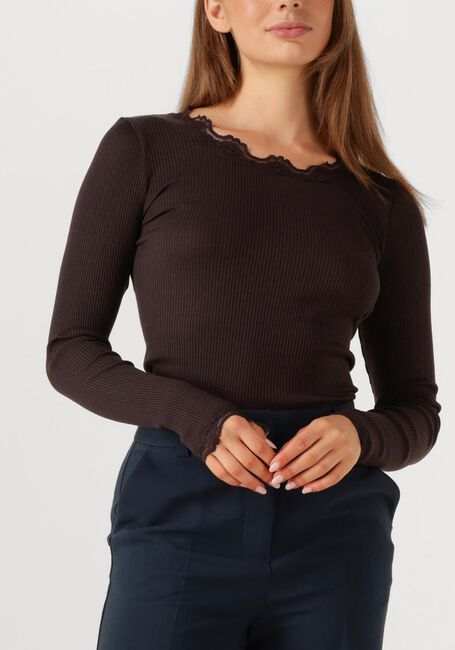 Bruine ROSEMUNDE Top BABETTE SILK T-SHIRT LACE - large