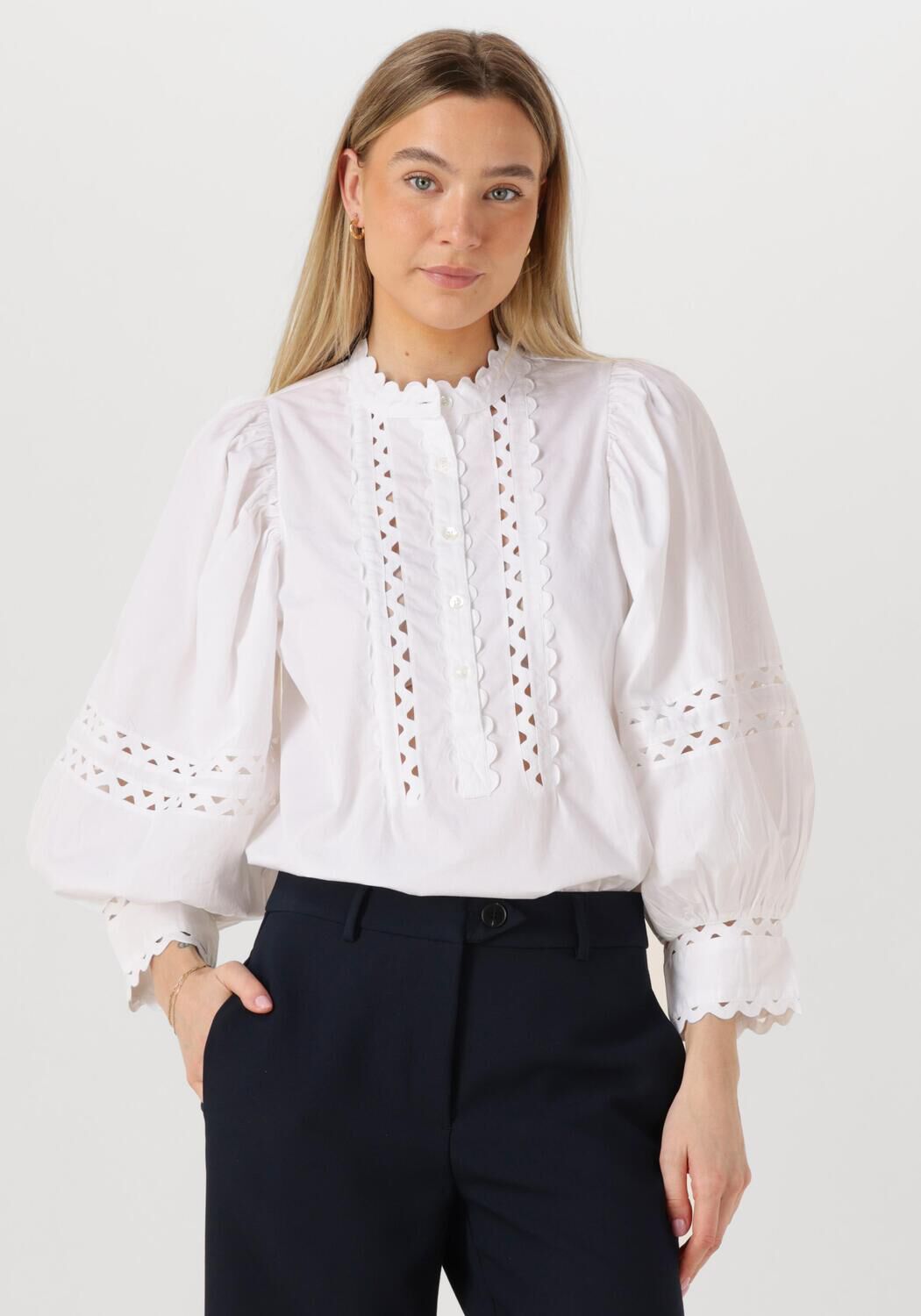 Antik Batik Blouse Dames Romie Blouse, Maat: L, Kleur: Wit