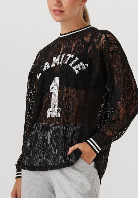 Zwarte HAUTE L'AMITIÉ Top LACE LS FOOTBALL BLOUSE - large