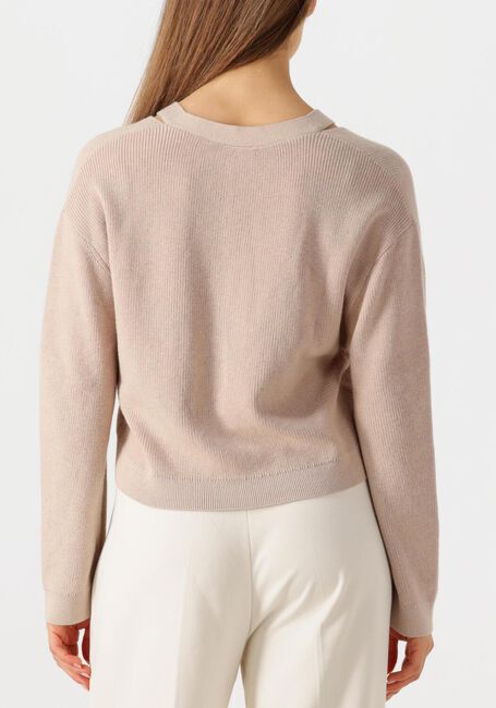 Beige DANTE6 Vest JENY RIB KNIT CARDIGAN - large