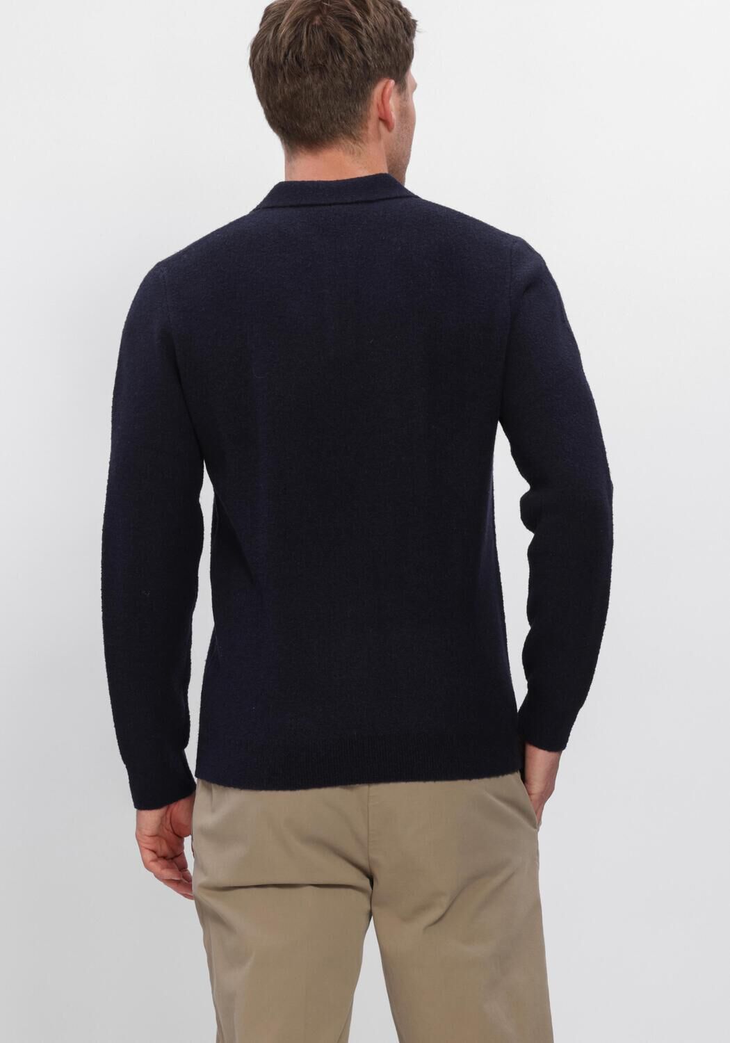 Donkerblauwe PROFUOMO Polo POLO LS BOILED WOOL - large