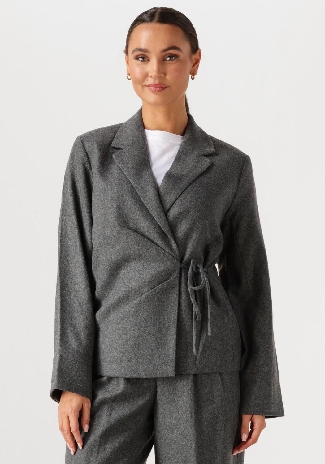 Second Female Blazer Dames Milea Wrap Shirt, Maat: XL, Kleur: Grijs afbeelding 1
