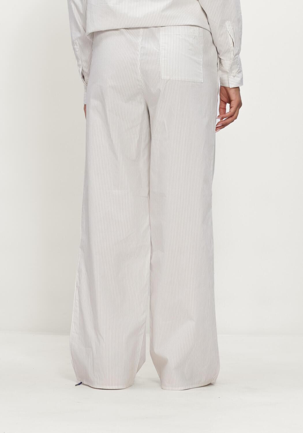 Ecru OLAF HUSSEIN Wijde broek STRIPE DRAPEY PANTS - large