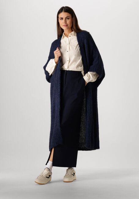 Blauwe SUMMUM Vest KIMONO CARDIGAN RUSTIC MOHAIR BLEND KNIT - large