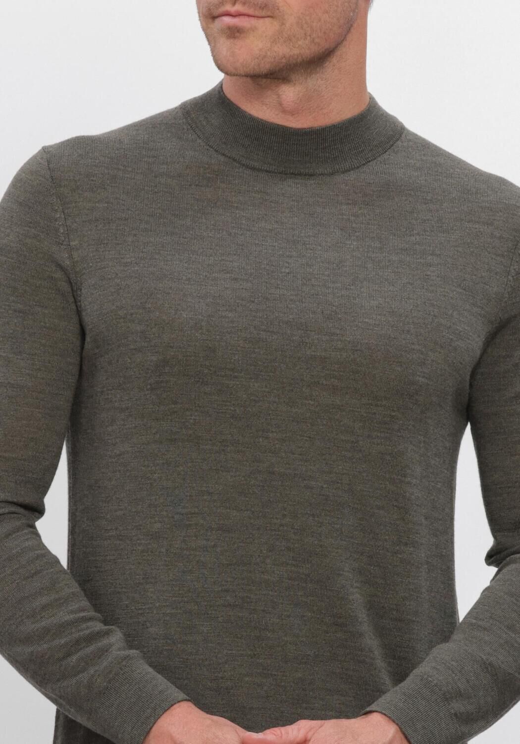 Khaki PROFUOMO Trui PULLOVER MOCK NECK EXTRAFINE MERINO - large