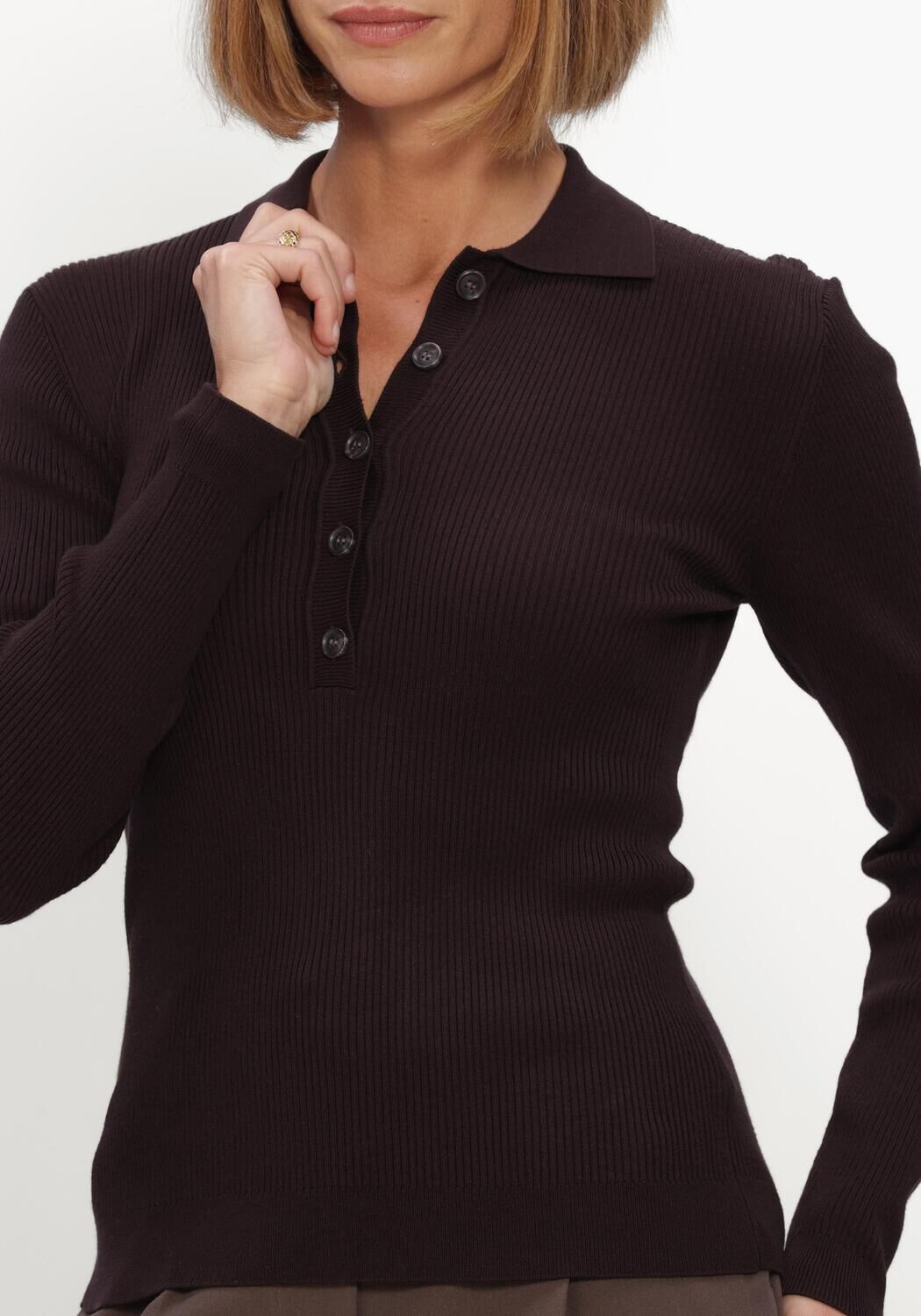 Bruine BRUUNS BAZAAR Coltrui ANEMONEBBVALEA KNIT POLO - large