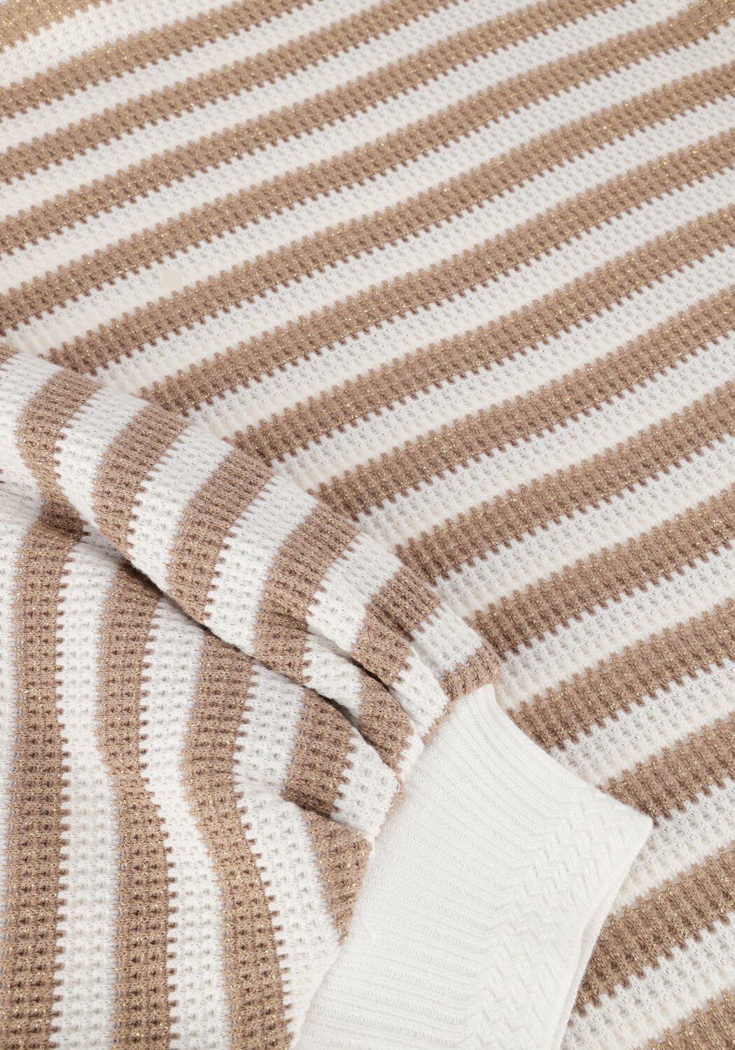 Beige SUMMUM Sweater JERSEY SWEATER WAFFLE LUREX STRIPE - large