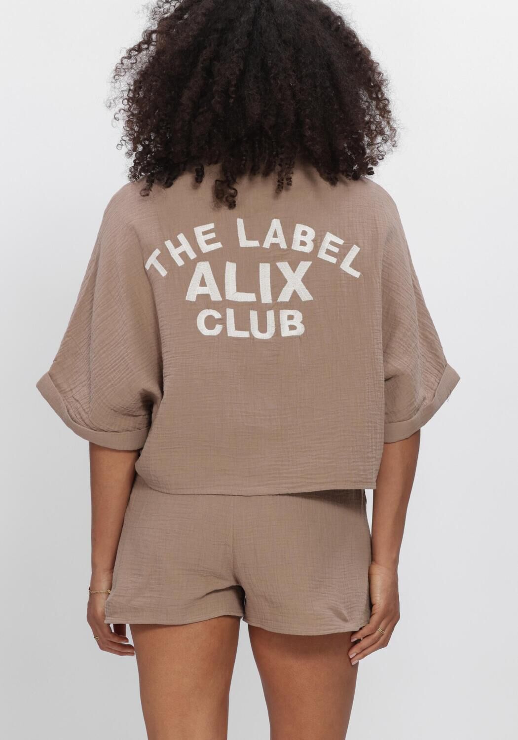 Taupe ALIX THE LABEL Blouses LADIES WOVEN OVERSIZED  CRINKLE BLOUSE - large