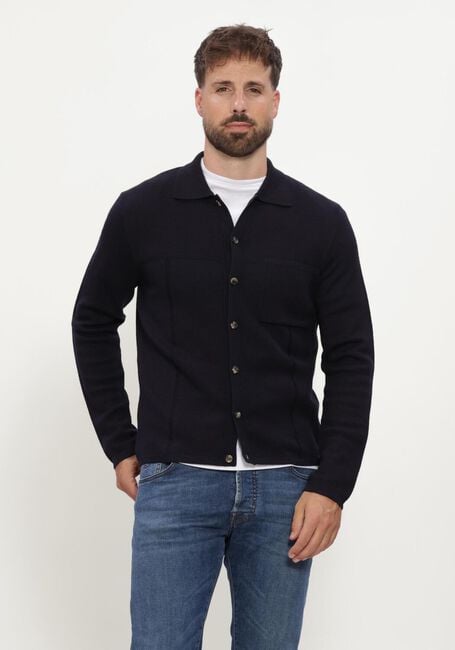 Donkerblauwe JACOB COHEN Vest GIACCA PUNTO RISO LANA - large
