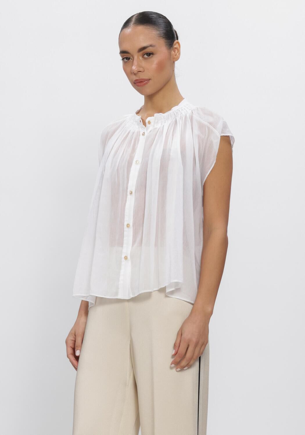 Witte FORTE FORTE Blouses LES FLEURS EMBROIDERY POPLINE SHIRT - large