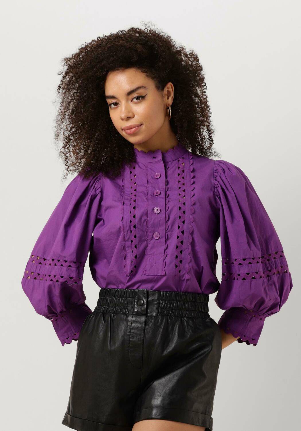 Antik Batik Blouse Dames Roda Blouse, Maat: L, Kleur: Paars