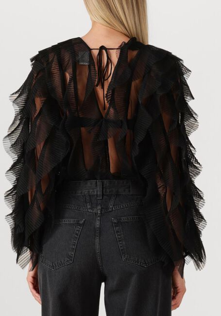 Zwarte DANTE6 Blouses PHORA TULLE RUFFLED TOP - large