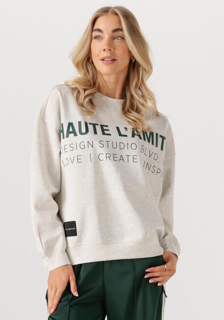Lichtgrijze HAUTE L'AMITI&Eacute; Trui STUDIO LOGO SWEAT - large