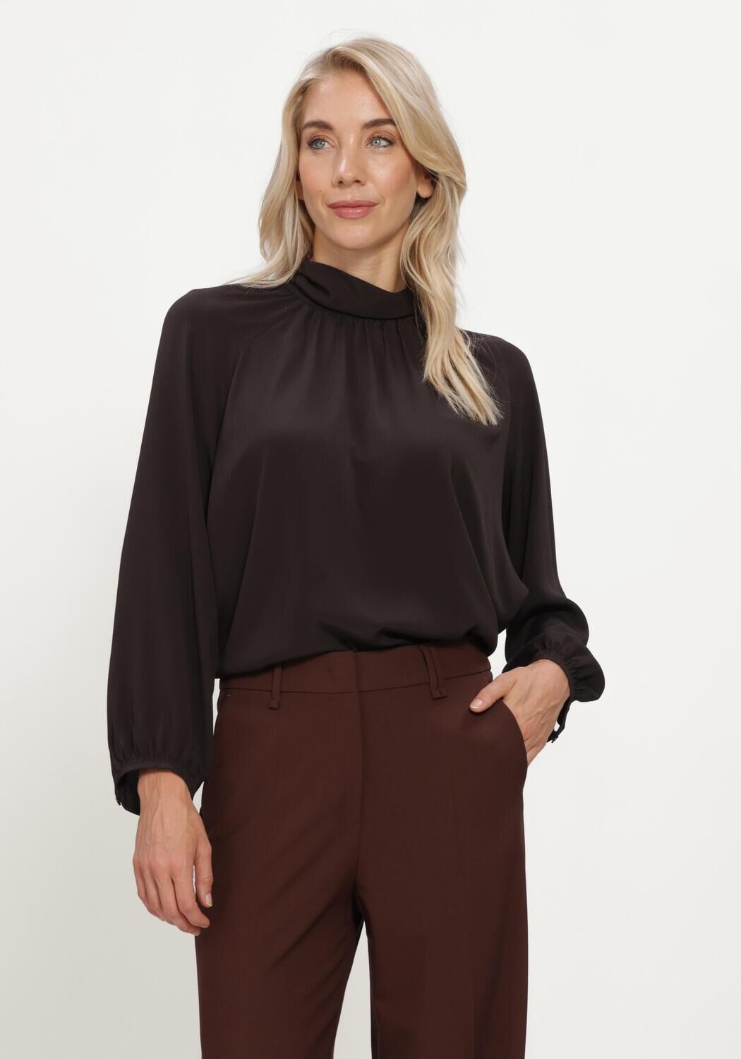 Bruine LUISA CERANO Blouses BLUSE AUS SEIDEN-MIX - large