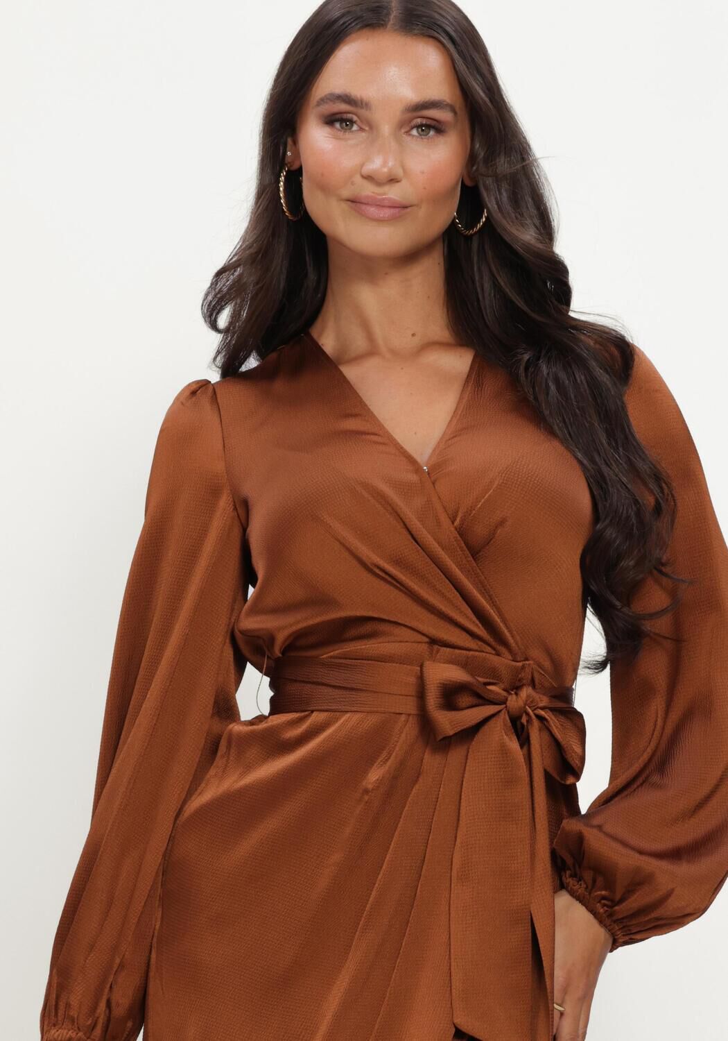 Cognac LINA LOCCHI Midi jurk LL-BEA - large