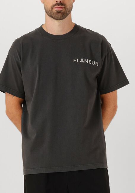 Antraciet FLANEUR T-shirt DOUBLE LOGO WASHED T SHIRT - large