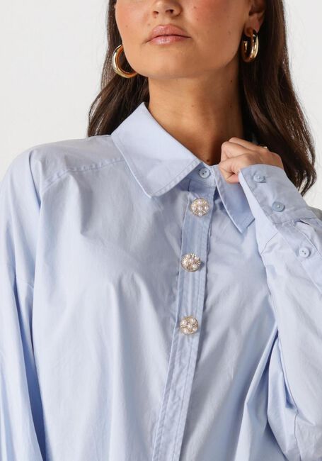 Blauwe SUMMUM Blouses FANCY BUTTON BLOUSE CRISPY POPLIN - large
