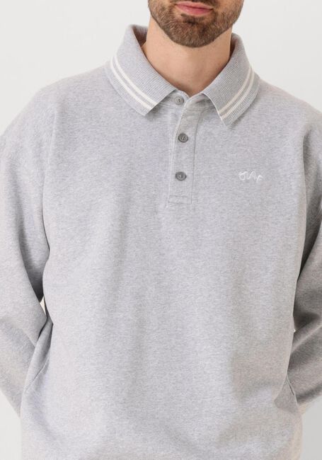 Lichtgrijze OLAF HUSSEIN Trui ZIP THROUGH KNITTED MOCK NECK - large