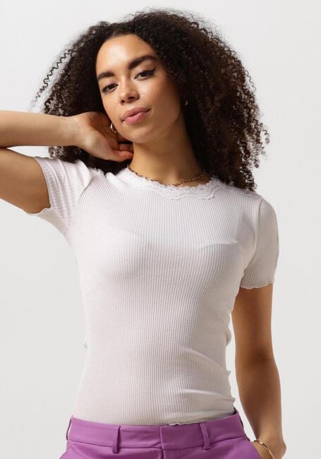 Witte ROSEMUNDE T-shirt BENITA SILK T-SHIRT W/ LACE - large